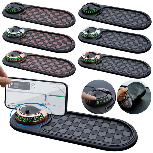 Car Anti-Slip Dashboard Mat with 360° Rotating Phone Holder – Multi-Functional Storage Pad for Navigation & Small Items