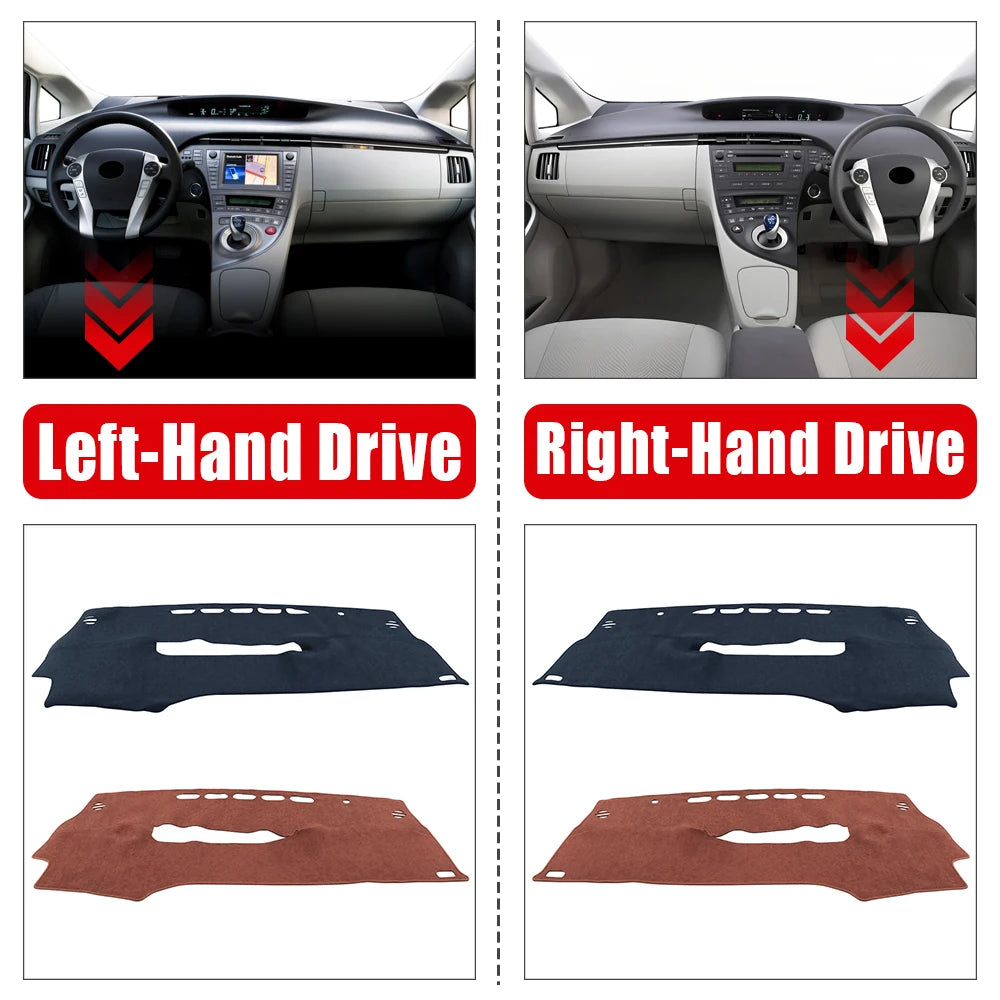 Dashboard Cover for Toyota Prius XW30 2010–2015 – Anti-UV Sun Shade Mat, Non-Slip Interior Protector, Glare-Reducing Pad